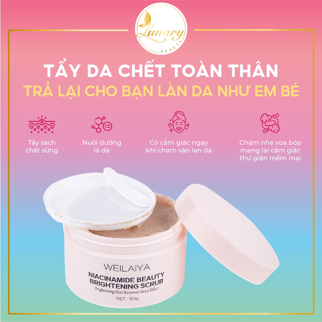 Tẩy Da Chết Toàn Thân Weilaiya Trắng Sáng Toàn Thân 150g - Lunary Beauty