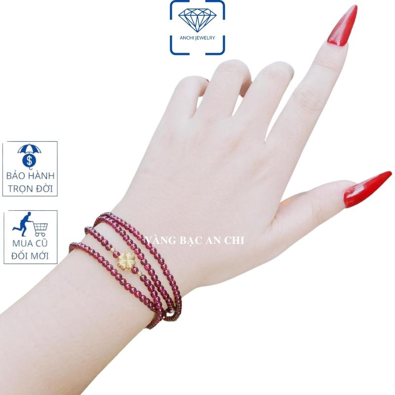 Vòng tay đá garnet hồng lựu phong thủy mệnh hỏa / thổ, An chi jewelery