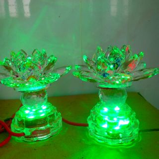 [ giá 1 cặp ] đèn thờ cúng hoa sen pha lê 12cm