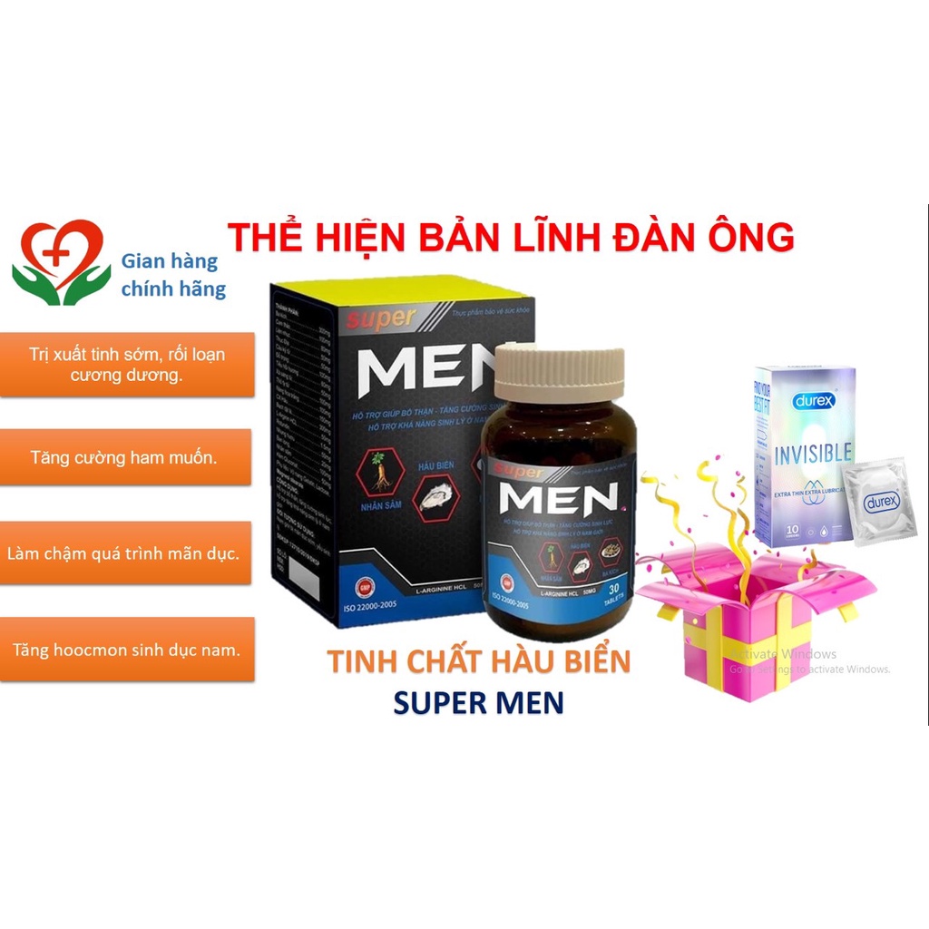 [TĂNG CƯỜNG SINH LÝ NAM]  Tinh chất hàu biển SUPER MEN tăng cường sinh lý nam cải thiện tình trạng xuất tinh sớm