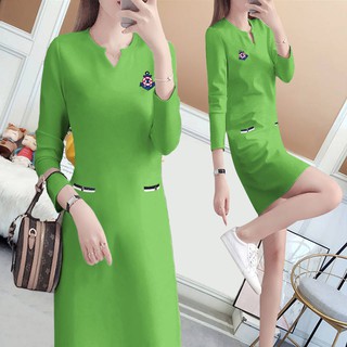 Đầm Dáng Dài Màu Xanh Bơ Thiết Kế Mới Thời Trang Mùa Thu 2019 Dành Cho Nữ