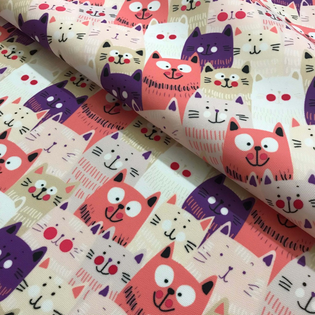 Vải phủ PVC may túi ví handmade hoạ tiết hoạt hình siêu dễ thương