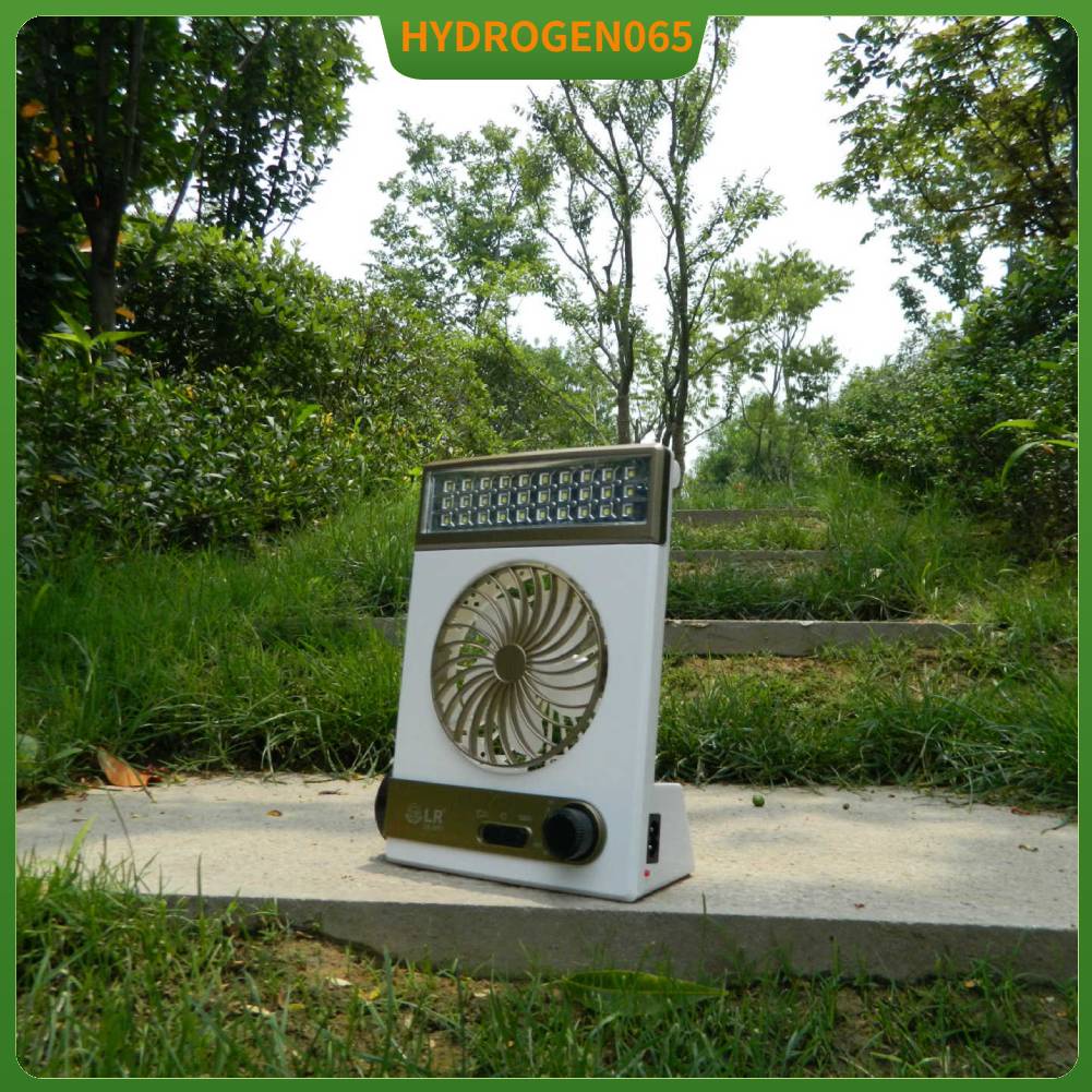 Quạt chạy bằng năng lượng mặt trời với đèn pin LED ánh sáng Đèn siêu im lặng bàn nhỏ cho cắm trại dã ngoại ngoài Ký túc xá Hydrogen065