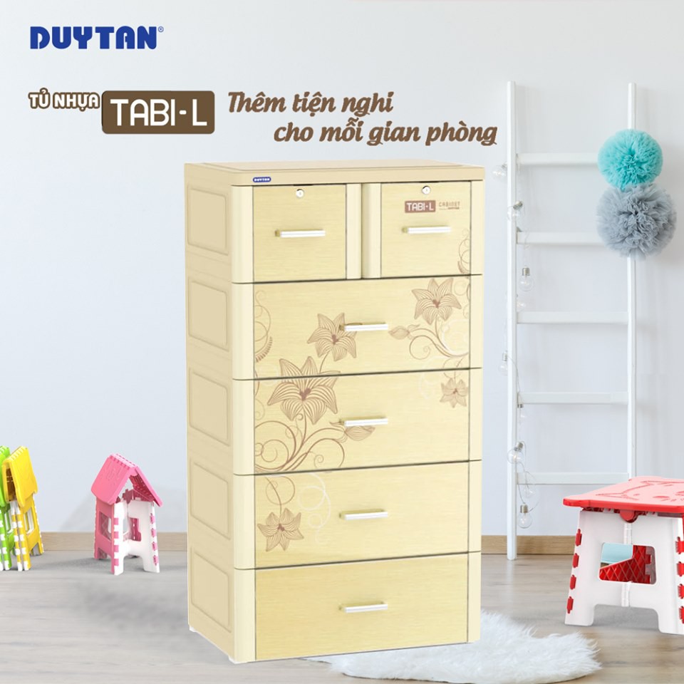 Tủ nhựa Duy Tân Tabi L 5 tầng 6 ngăn MÀU ĐEN - GIAO NHANH 2H LIÊN HỆ