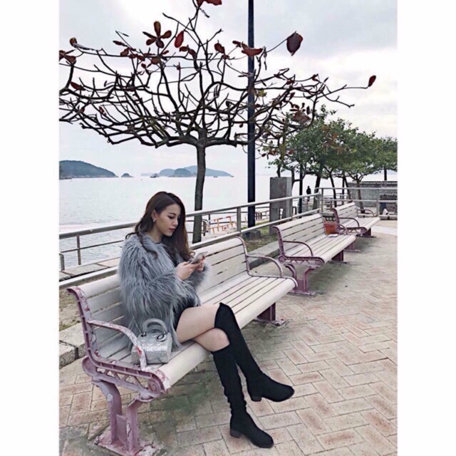 XẢ KHO  Bốt đùi nữ, gót bệt 3 phân, chất da lộn, hàng Quảng Châu