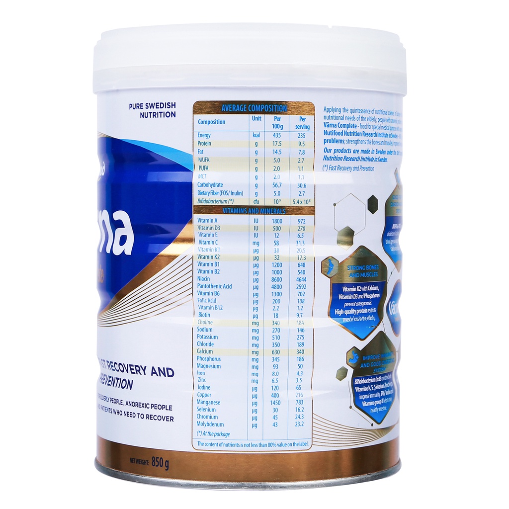 Sữa Bột Nutifood Varna Complete 850g [Date T3-2024]