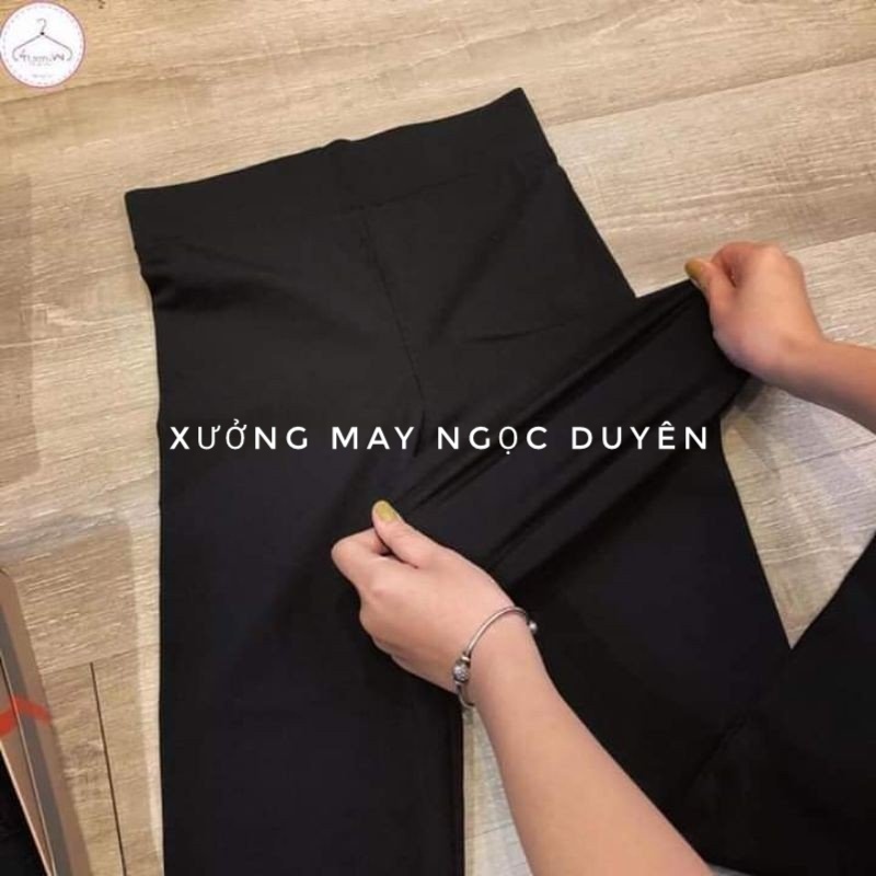Quần legging nữ dài nâng mông cạp cao vải Umi đen co giãn gen bụng - Quần tregging nữ có túi mặc đi học gym làm công sở