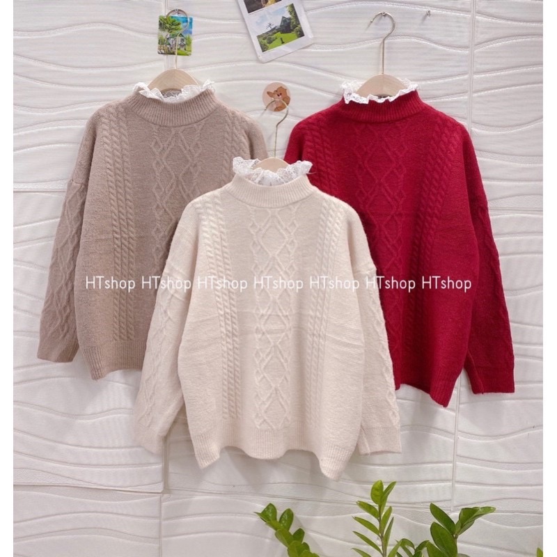 ÁO LEN CỔ REN SIÊU XINH