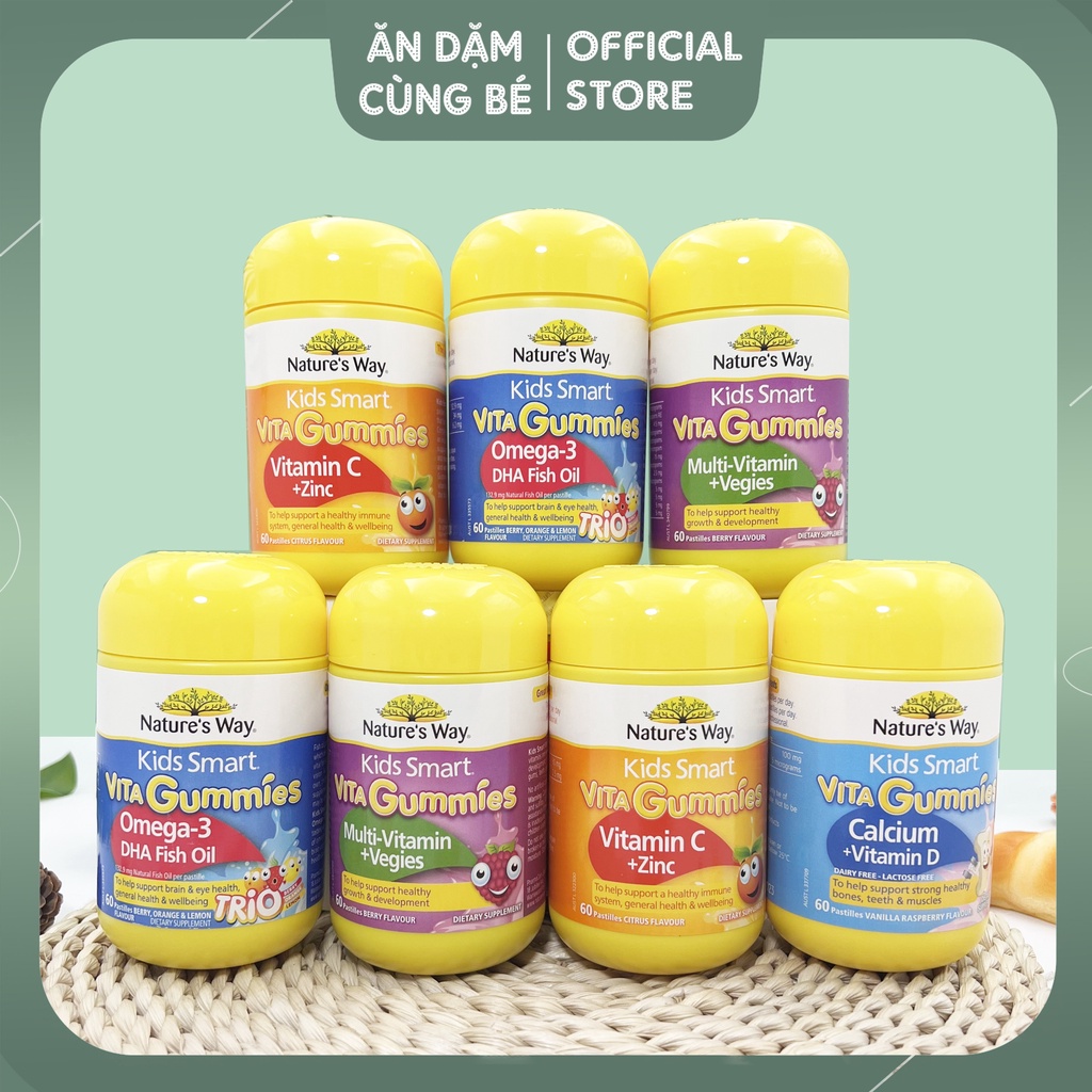 Kẹo dẻo vitamin tổng hợp c dha canxi vitamin d3 tăng đề kháng NATURE WAY Kid Smart cho bé 93148