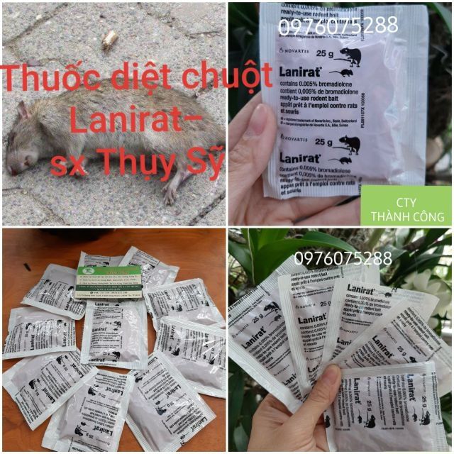 Thuốc diệt chuột Lanirat ra sáng chết Novatist NK Thụy Sĩ gói 25g