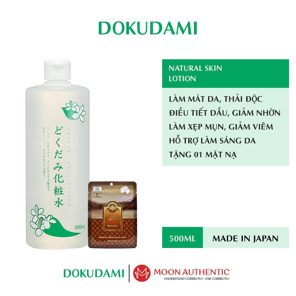 Nước Hoa Hồng Diếp Cá Dokudami Natural Skin Lotion 500ML dành cho da dầu mụn - Tặng 01 Mask