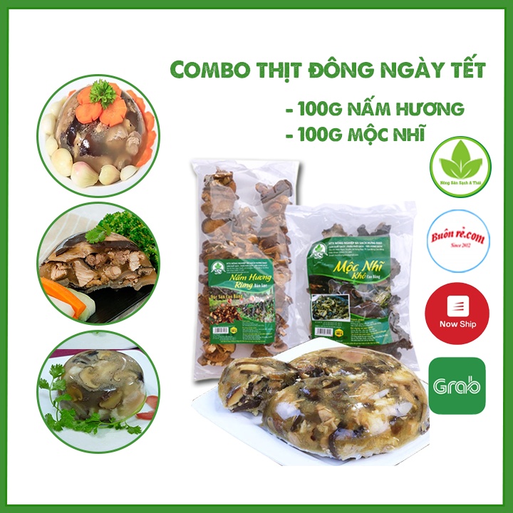 COMBO Thịt đông thơm ngon chuẩn vị Tết - Mộc nhĩ (100g) - Nấm hương (100g) - Đặc sản Cao Bằng