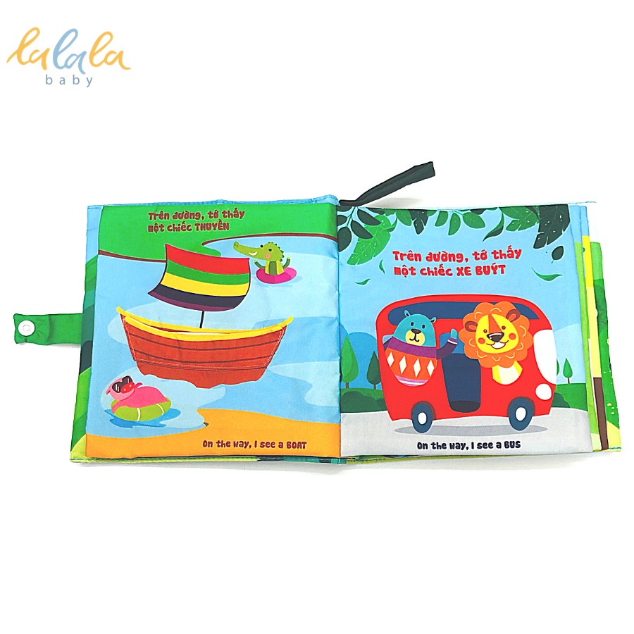 Sách vải Lalala Baby đa tương tác Bé làm tài xế nhí, kích thước 18x18cm 12 trang phương tiện giao thông cho bé 0 - 4
