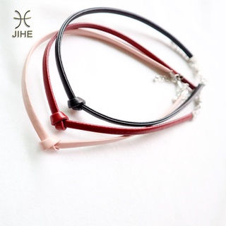 【JIHE】Vòng Cổ Choker Da Pu Thắt Nút Phong Cách Nhật Hàn Thời Trang