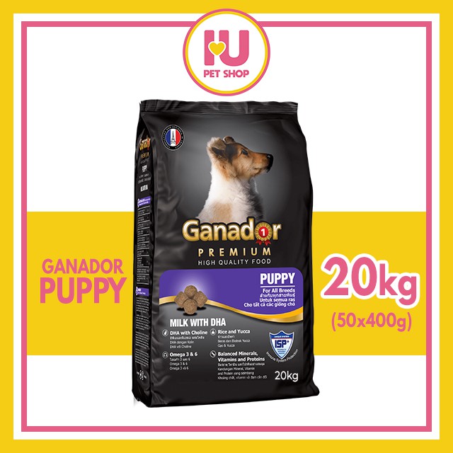 Ganador Puppy Bao 20Kg Thức Ăn Hạt Khô Cho Chó Con Ganador Puppy - Vị Sữa Và DHA (400g x 50) [IUpetshop]