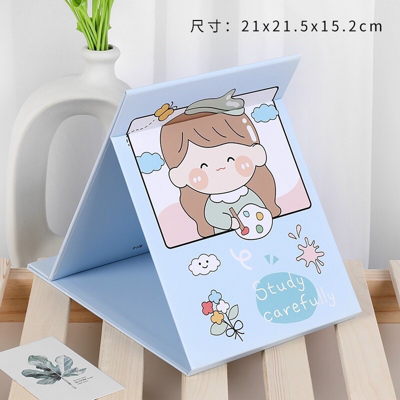 Gương giấy gấp gọn- để bàn trang điểm - kiếng soi gập xếp gọn size 13x18cm