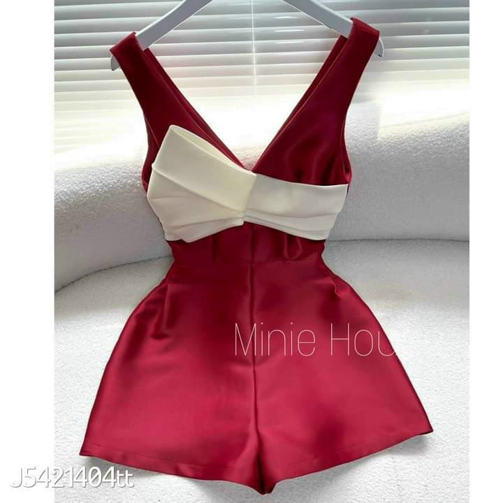 [HCM] Playsuits Đùi 2 Dây Bản To Phối Nơ Trắng ( Có Mút Ngực) Thời Trang Nữ Sam Closet Free Size 40-55kg