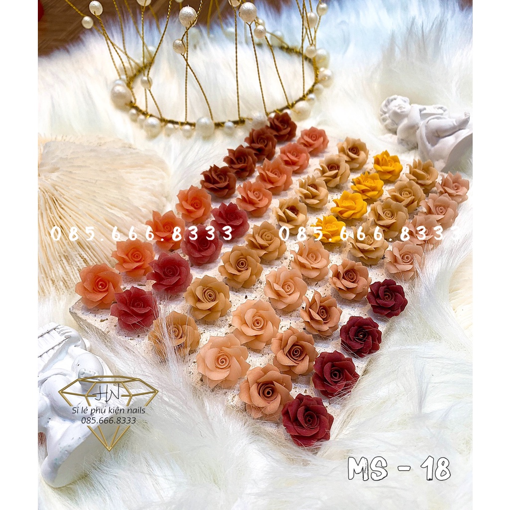 Hoa bột nail ( hồng cổ ) - hoa bột trang trí móng tay
