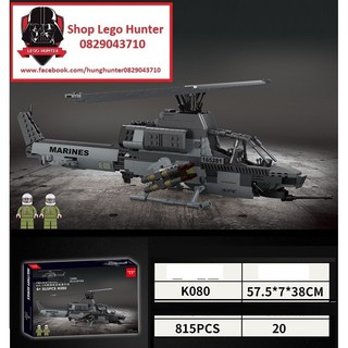Mingdi K080 Cobra helicopter Bộ đồ chơi lắp ráp Army máy bay trực thăng chiến đấu 815 chi tiết