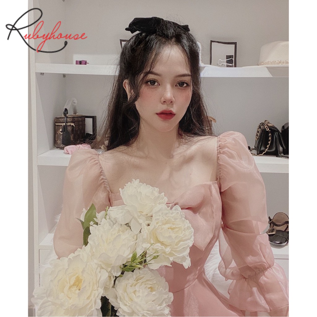 Váy Thiết Kế RUBY HOUSE - Kiểu Dáng Tiểu Thư Xinh Đẹp, Cổ Vuông, Tay Bồng, Chất Organza Cao Cấp 3030 | BigBuy360 - bigbuy360.vn