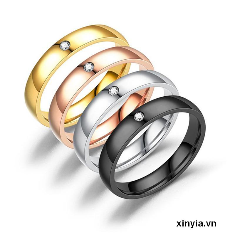 Nhẫn Kim Loại Đính Kim Cương Nhân Tạo Dành Cho Cặp Đôi