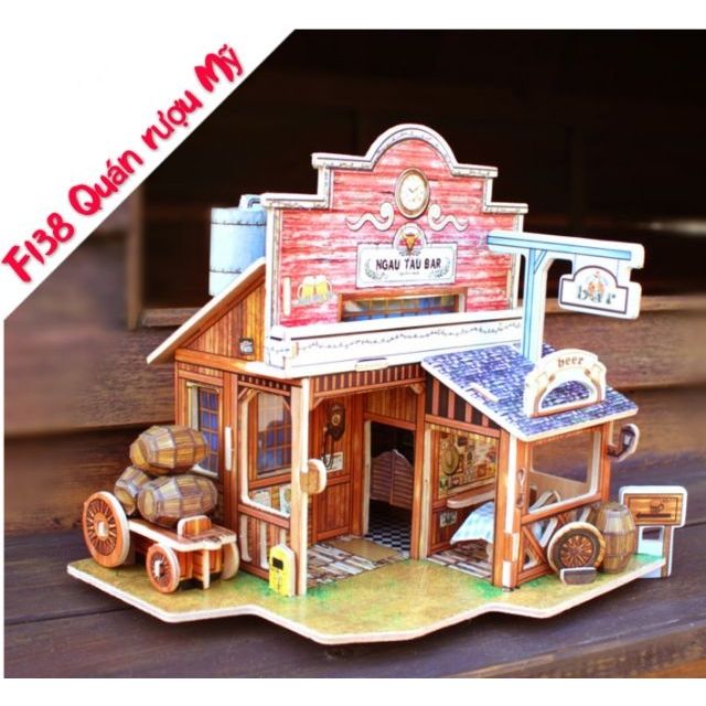 Mô hình nhà gỗ lắp ráp 3D theo khớp - Phong cảnh kiến trúc Mỹ F136 F137 F138 F139