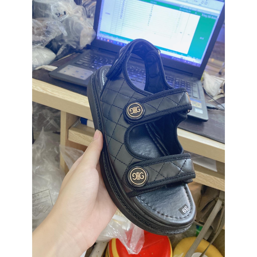 Dép quai hậu Chanel 2 quai dán