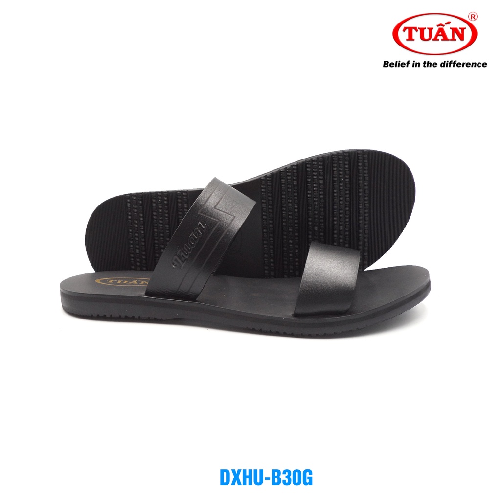 Dép da nam dép bảng ngang quai da bò thương hiệu Tuấn DXHU-30G