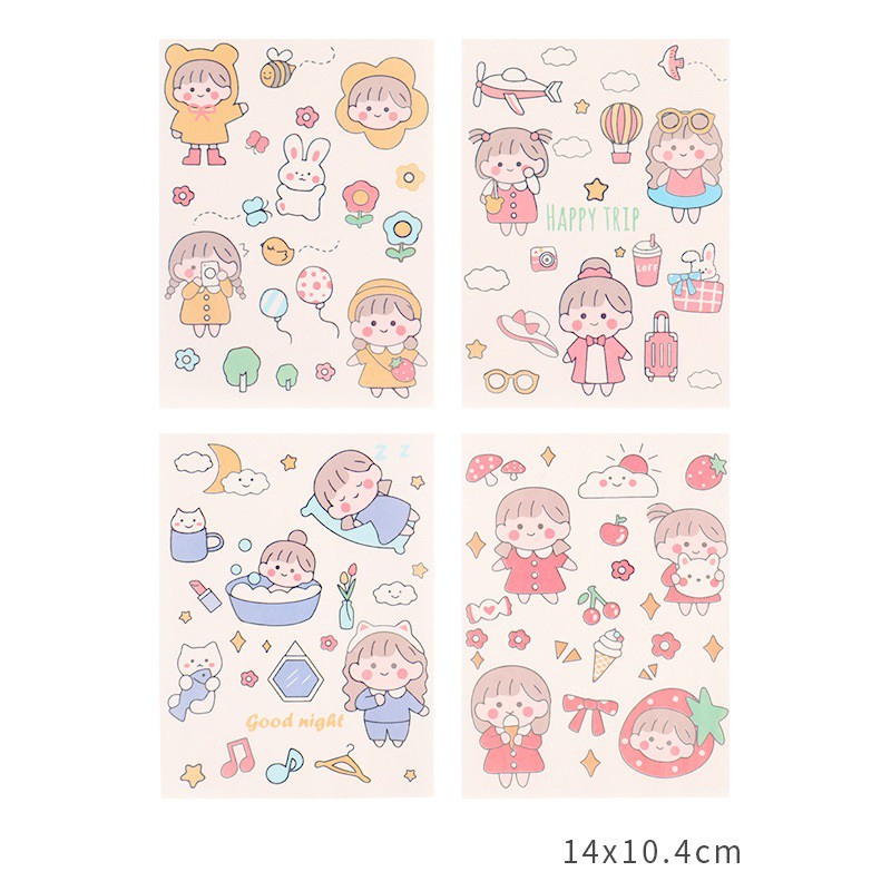 Một Set 4 Tấm Hình Dán Sticker Siêu Cute