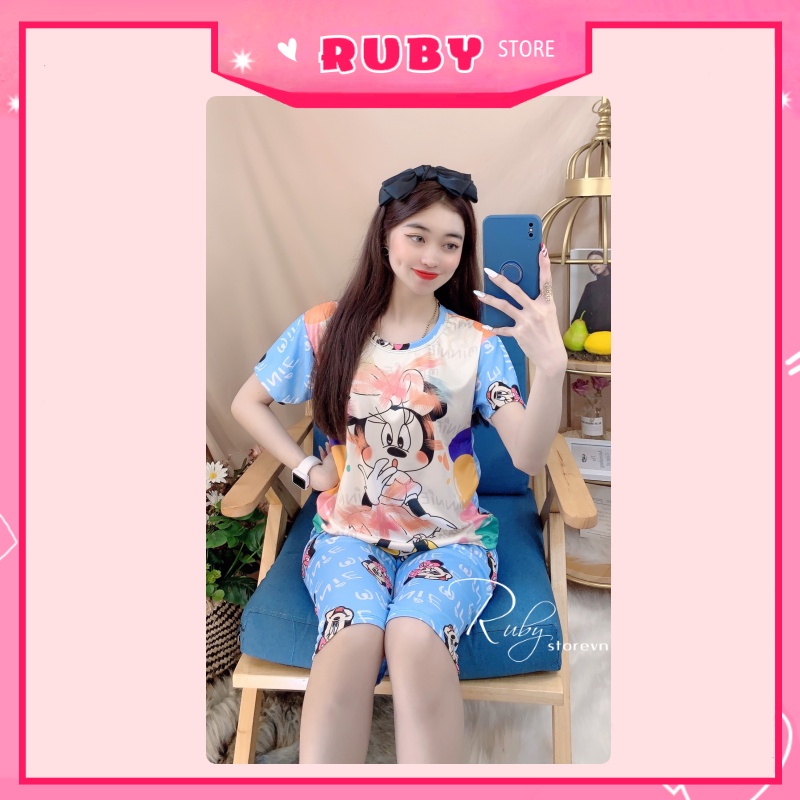 Đồ bộ nữ mặc nhà in hình Minnie đáng yêu chất thun mềm mịn Free Size Dưới 47KG  ❤ Rubystorevn