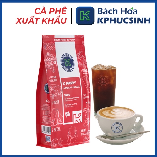 Combo cà phê nguyên chất xuất khẩu K Happy 227g và K Life 227g KCOFFEE  KPHUCSINH - Hàng Chính Hãng