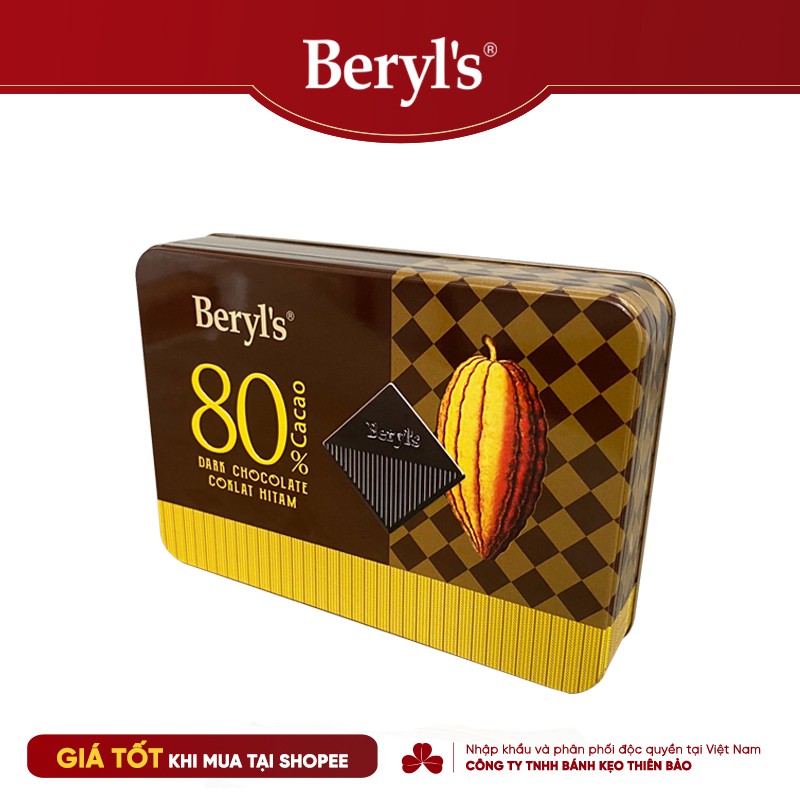 Socola - Chocolate đen/ Dark Chocolate BERYLS 80% - 90% (hộp thiếc 108g)