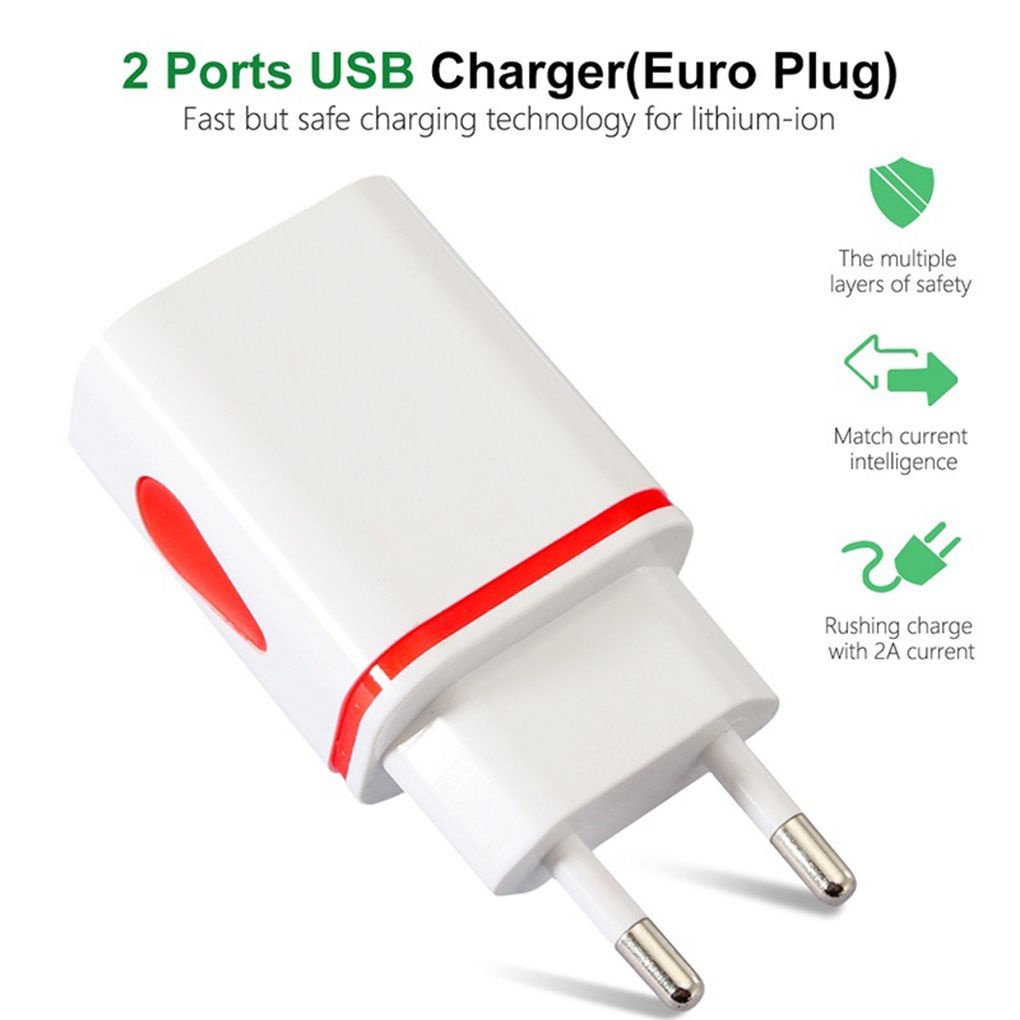 Củ Sạc 2A Cổng USB Cho Điện Thoại Android Type c i-phone EU / US