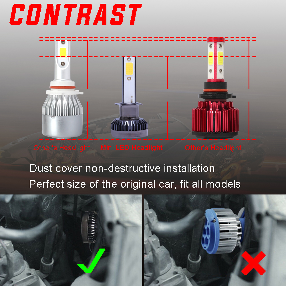 Mini Car Headlight Bulbs Auto 3000K LED Lamp Motorcycle Headlamp Fog Lamp Front Light 110W 12000LM H1 H8/H9/H11