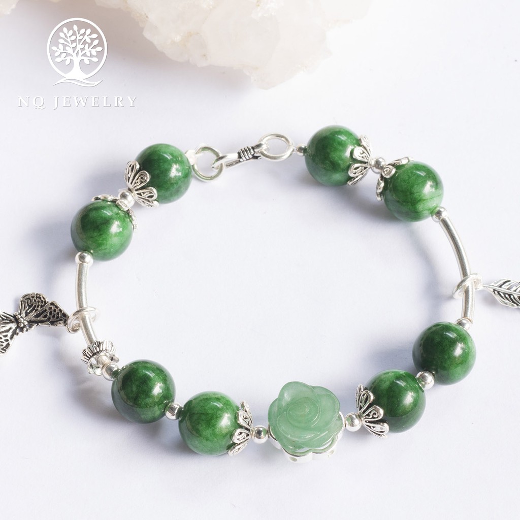 Vòng tay phối charm hoa mẫu đơn - NQ Jewelry