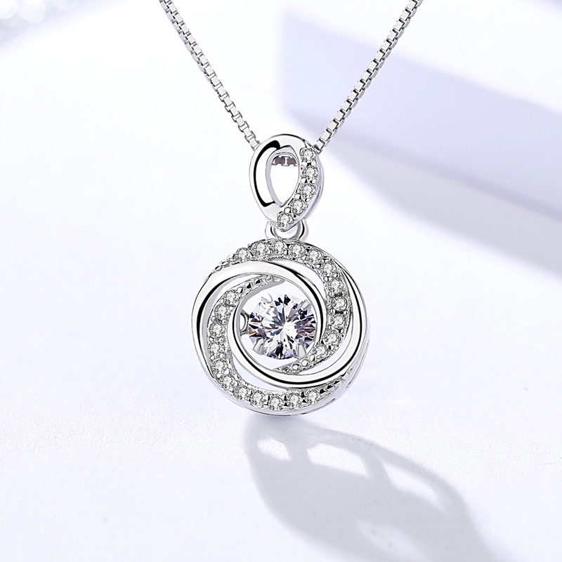 Dây chuyền nữ bạc 925 vòng xoáy mặt đính đá lấp lánh M1678 Bảo Ngọc Jewelry