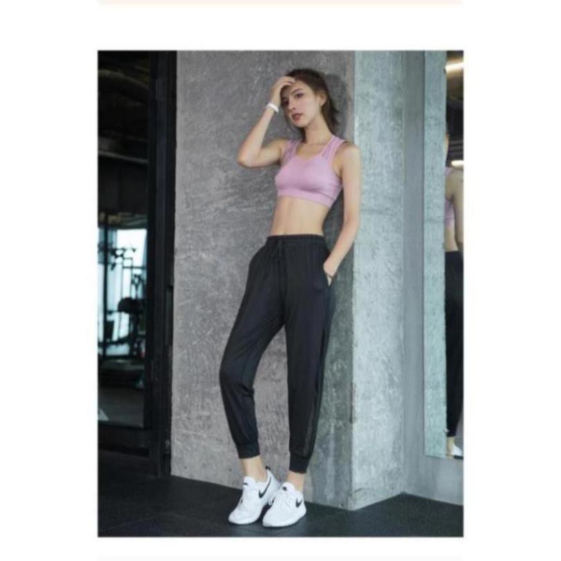 [EMMA] Quần Tập Gym Nữ [JOGGER] Thể Thao Thun Pha Lưới Hông [ĐỒ TẬP]