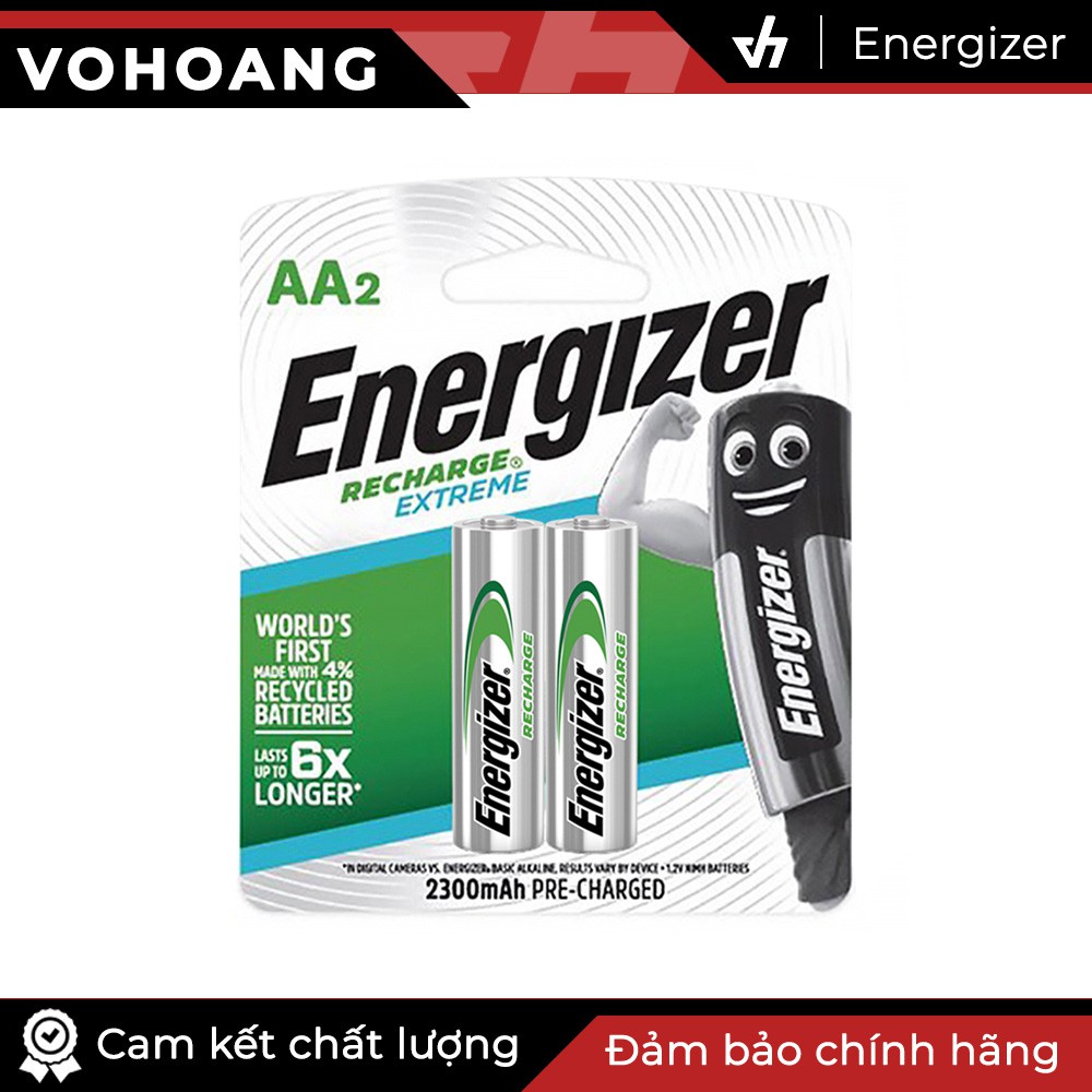 Bộ 2 pin sạc AA Energizer Recharge Extreme 2300mAh (Bạc)