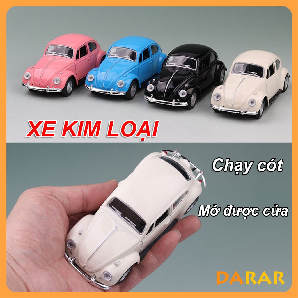 Xe mô hình ô tô Con Bọ Beetle tỷ lệ 1:36 chạy cót, mở được cửa | Xe oto đồ chơi cho bé hoặc làm mô hình trang trí