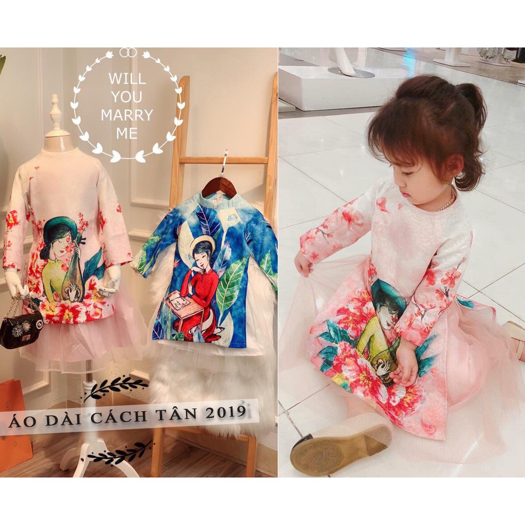 Áo dài cách tân cho bé gái từ 8kg đến 23kg