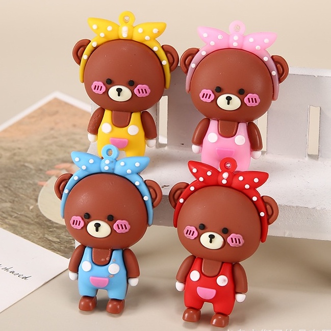Móc Khóa Chú Gấu đeo nơ cute, dễ thương cài vào Balo, chìa khóa xe máy, cặp sách