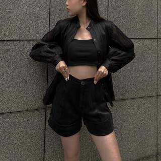 Áo sơ mi nữ oversize tay dài vải organza dập ly tay phồng Waves Shirt - Narcotics