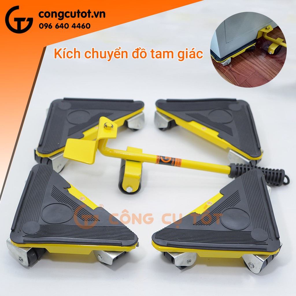 Bộ dụng cụ chuyển đồ đạc tam giác 40 bánh bằng sắt xoay 180 độ, kích tam giác -Giao màu ngẫu nhiên