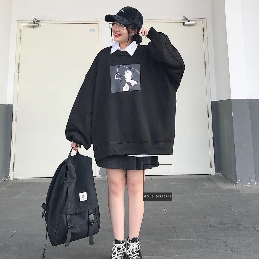 Áo Sweater nữ Form rộng dài tay COGINN - in hình cô gái cá tính -1760 ( Gous Official ) | BigBuy360 - bigbuy360.vn