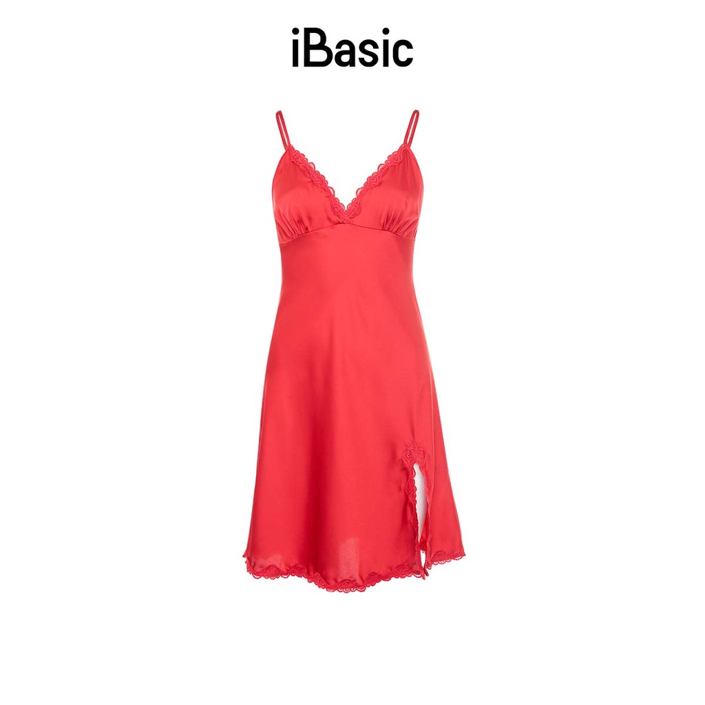 Đầm ngủ satin xẻ đùi iBasic SW010