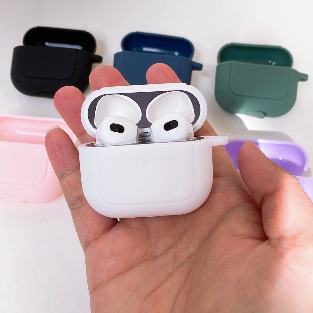 Ốp Bảo Vệ Tai Nghe Case Airpods 3 Basic Đơn Giản Nhiều Màu Chất Liệu Silicone Kèm Móc Treo Inox