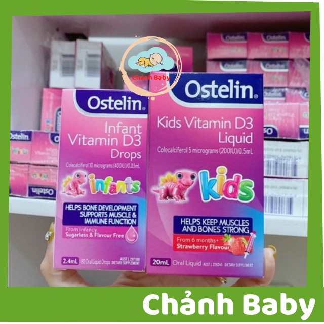 Vitamin D3 [ÚC] Ostelin kid liquid 20ml và Ostelin Infant Drop 2,4ml bổ sung cho trẻ