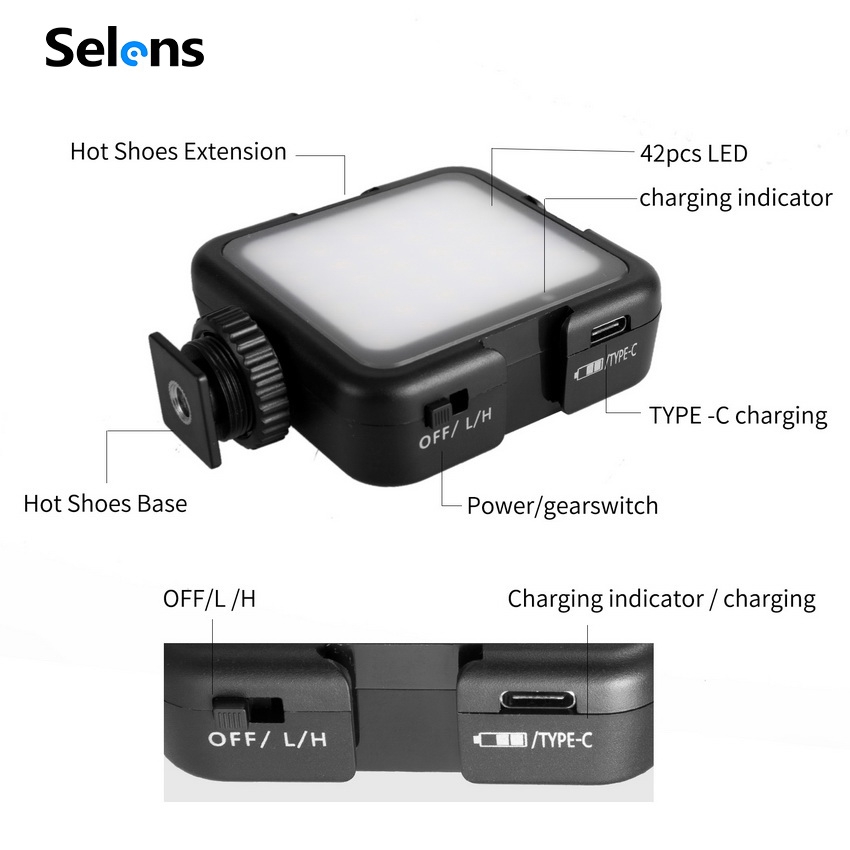Đèn LED SELENS 42 bóng hỗ trợ quay video thích hợp cho Canon Nikon DSLR