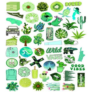 Set hình dán / sticker tone xanh lá 010.