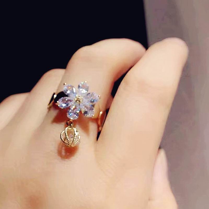 Nhẫn Etrendy gắn đá hình vòng hoa may mắn chỉnh được thời trang Hàn Quốc mới làm quà cho nữ